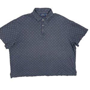 Polo Ralph Lauren Polo Shirt Diamond Pattern Stretch Cotton Oversized Blue XXL